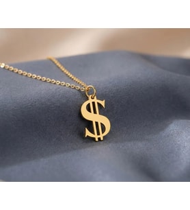 Kişiye Özel 925 Ayar Gümüş Dolar Sembol Kolye (Gold)