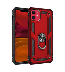 İphone 11 Kılıf Sofya Yüzüklü Kapak - Kırmızı