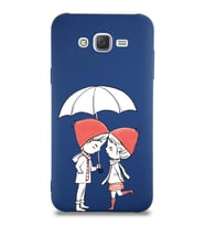 Samsung Galaxy J7 Core Uyumlu Lansman Kılıf Aşk Tasarımlı İçi Kadife Kapak-Lacivert (Şeffaf)