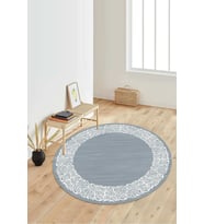 Dijital Baskılı Kaymaz Taban Yıkanabilir Yuvarlak Salon Halısı Koridor Halısı Paspas NDY-HS-523 (Gri)