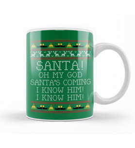 Santa Oh My God I Know Him Elf Quote Christmas Knit Kupa Bardak Porselen