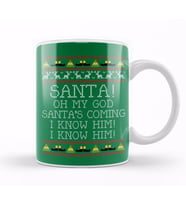 Santa Oh My God I Know Him Elf Quote Christmas Knit Kupa Bardak Porselen