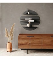 Yuvarlak Bölmeli 4 Parça Metal Mat Siyah Duvar Rafı Modern Dekoratif Metal Duvar Rafı, Daire 4'lü Siyah Dekoratif Antre Salon Oturma Odası Raf