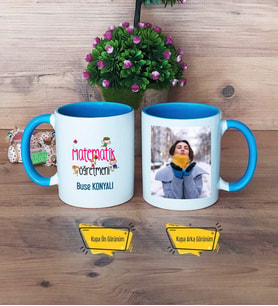 Matematik Öğretmeni Kupa Bardak Mavi Fotoğraflı Öğretmenler Günü Hediyesi