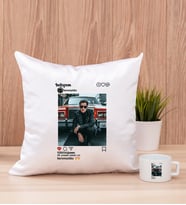 Kişiye Özel İnstagram Tasarım Fotoğraflı Kare Yastık ve Fincan
