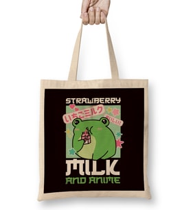 Strawberry Milk And Anime Japanese Art Japan Manga Bez Çanta Uzun Saplı