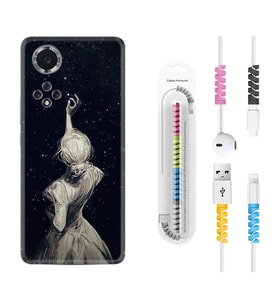Huawei Nova Y70 Y90 Nova 9 SE  Kılıf Kablo Koruma Spiral Silikon Star Woman 1332