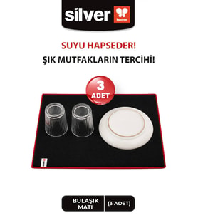 3 Adet 40x50 cm Ultra Emici Kalın Bulaşık Altlığı Kurulama Matı Büyük Boy Koku Yapmaz