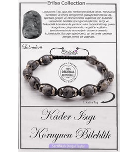 Sertifikalı AAA+ Kalite Doğal Labradorit Kader Işığı Koruyucu Bileklik (Gri)