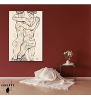 Tekli Dikey Kanvas Egon Schiele  Girls Embracing