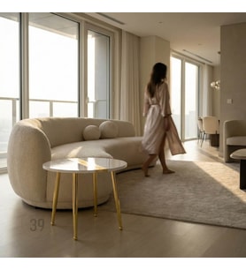 AURUM BLANC 60 cm Beyaz & Altın Modern Orta Sehpa – Gerçek Altın Varaklı – Yüksek Parlak Epoksi Tasarım, Modern Lüks Ev Dekoru (Beyaz - Gold)