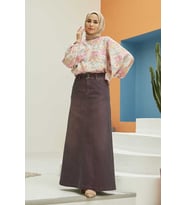 2254-Klasik Etek Bordo
