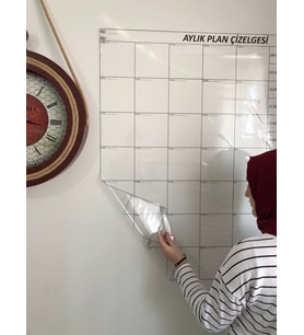Aylık Planlayıcı Akıllı Kağıt Tahta Takvim 100x100 Cm Kalem Hediye