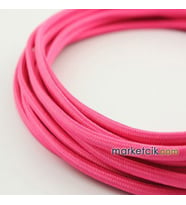 Marketcik 2x0,50mm Koyu Pembe Renk Dekoratif Örgülü Kumaş Kablo, 1 Metre