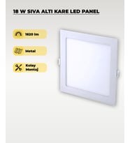 18W Sıva Altı Kare Slim Led Panel Beyaz Işık