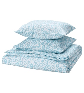 IKEA CYMBALBLOMMA beyaz-mavi 240x220/50x60 cm çift kişilik nevresim seti