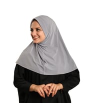 Gri Pratik Hazır Geçmeli Tesettür Eşarp Sandy Kumaş Sade 1600_15