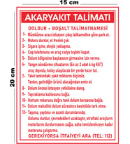 Metal Akaryakıt Talimatı 15 cm x 20 cm Uyarı Levhası Yönlendirme Tabelası