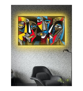 Led Işıklı Sanatsal Geometrik Surat