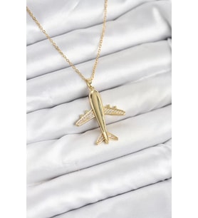 316L Çelik Zincir Gold Renk Uçak Model Kadın Kolye - TJ-BKO10615