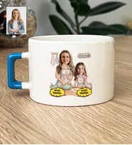 Kişiye Özel Karikatürlü Anne Kız Anneye Hediye Lüks Fincan Anneler Günü Hediyesi