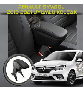Renault symbol 2013-2021 Uyumlu Kol Dayama Ve Kolçak Sürgülü Bardaklıklı Ayarlanabilir Siyah Deri