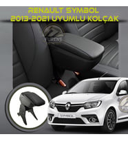 Renault symbol 2013-2021 Uyumlu Kol Dayama Ve Kolçak Sürgülü Bardaklıklı Ayarlanabilir Siyah Deri