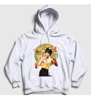 Presmono Unisex Beyaz Ejder Bruce Lee Kapüşonlu Sweatshirt 256767tt