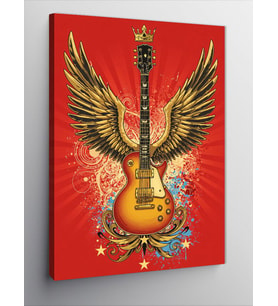 Kanvas Tablo Kanatlı Altın Gitar