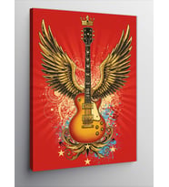 Kanvas Tablo Kanatlı Altın Gitar