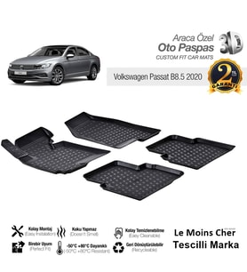 Volkswagen Passat B8 2015 Sonrası Paspas Siyah 3D Havuzlu Tam Uyumlu