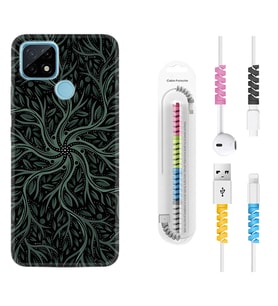 Realme C11 C21 C21Y C25Y C11 2021 Kılıf Kablo Koruma Spiral Silikon Sarmaşıklar 1675