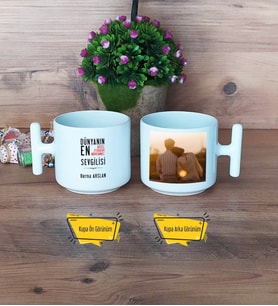 Sevgiliye Hediye Kupa Bardak T Fotoğraflı Sevgililer Günü Hediyesi