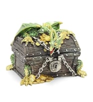 Dragon Tasarımlı Polyester Kutu - 15.7X12.5X10.5 Cm Dekoratif Hazine Sandığı