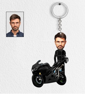 Kişiye Özel Motorcu 2 Tasarımlı Karikatür Anahtarlık