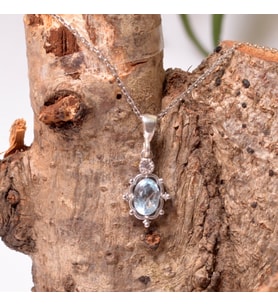 Mavi Topaz Taşı Gümüş Kolye - Cevher Model
