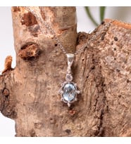 Mavi Topaz Taşı Gümüş Kolye - Cevher Model