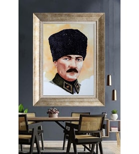 Gümüş Çerçeveli Atatürk Tablo za80