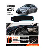 MERCEDES W205 C-CLASS (2018-2021) Uyumlu Torpido Örtüsü Torpido Kılıfı - Siyah Mavi