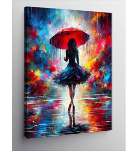 Kanvas Tablo Yağmurda Şemsiye Altında
