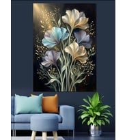 Pastel Tonlarda Sanatsal Çiçek Buketi Dekoratif Kanvas - Mdf Ahşap Tablo