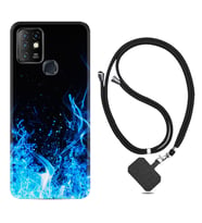 INFINIX Hot 8 9 10 11S Hot 10 Play 10T Kılıf Boyun Askılı Silikon Blue Fire 1678