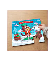 Noel Kıyafetli Sevimli Kedi Tasarımlı 24 Parça Ahşap Çocuk Puzzle MPK0658