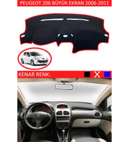 Peugeot 206 2006-2011 Için Uygun Torpido Koruma Halısı Siyah Kenar Renk Kırmızı