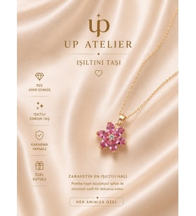 Up Atelier 925 Ayar Gümüş İthal Zincirli Pempe Lotus Çiçeği Kolye