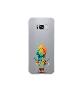Samsung Galaxy S8 ile uyumlu Splash ahtapot tasarımlı şeffaf silikon kılıf