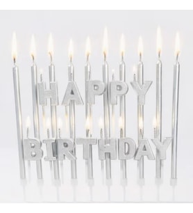 Happy Birthday Gümüş Mum Set