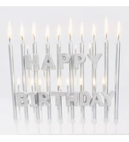 Happy Birthday Gümüş Mum Set