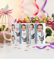 BK Gift Anneye Özel Yüz Baskılı Beyaz Kupa Bardak - Anneler Günü ve Kadınlar Günü Hediyesi (Mavi)