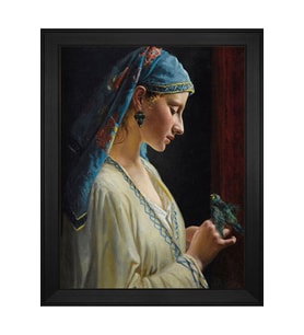 Kadın Motifli Kanvas Tablo 50 x 70 cm Siyah Çerçeve